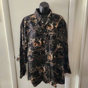 Mens Large Redhead Deer Hunting Archery‎ Long Sleeve Button Up Shirt